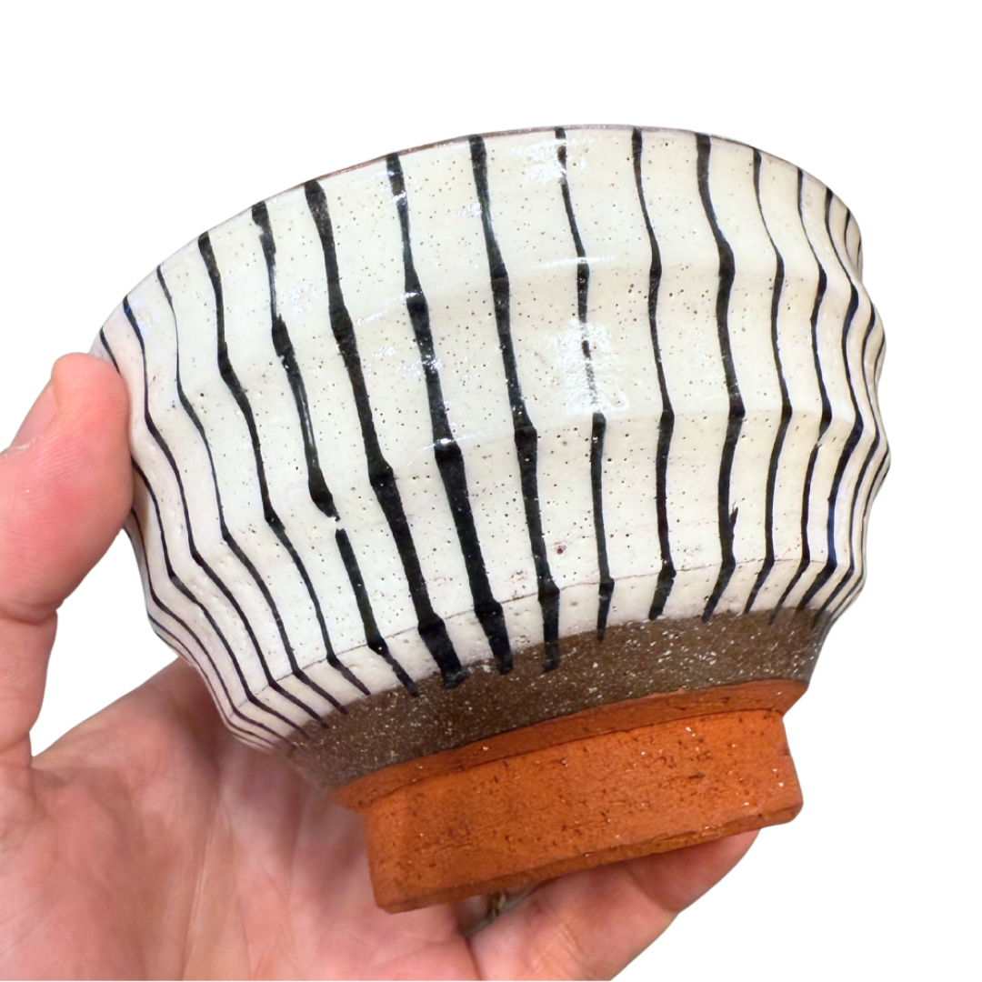 波佐見焼 化粧十草 夫婦茶碗 赤/青