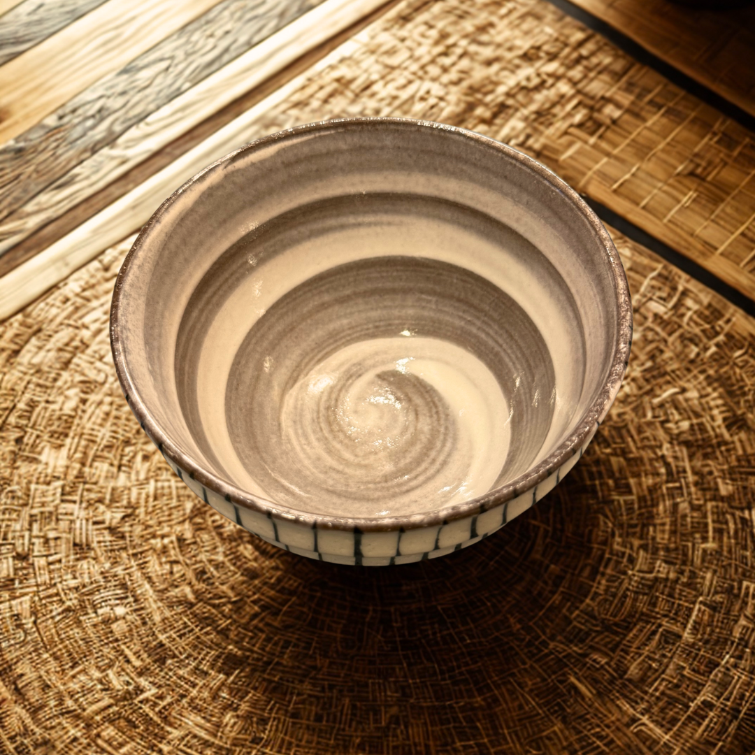 波佐見焼 化粧十草 夫婦茶碗 赤/青