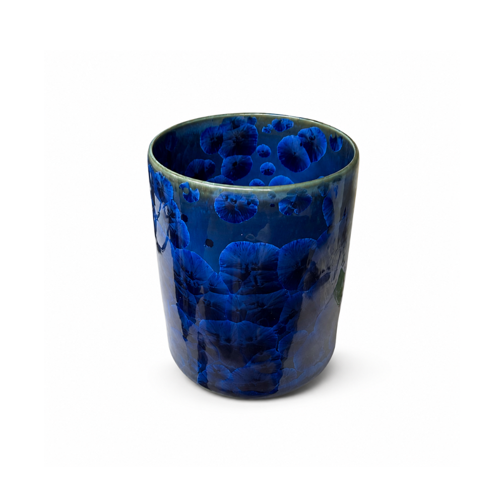 京焼 清水焼 花結晶 湯呑みセット 青墨/銀藤