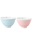 波佐見焼 夫婦茶碗カラードット ピンク・青