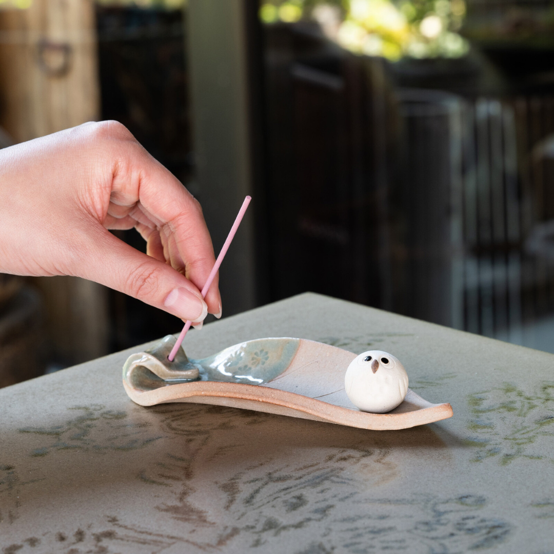 信楽焼 ふくろうお香立て