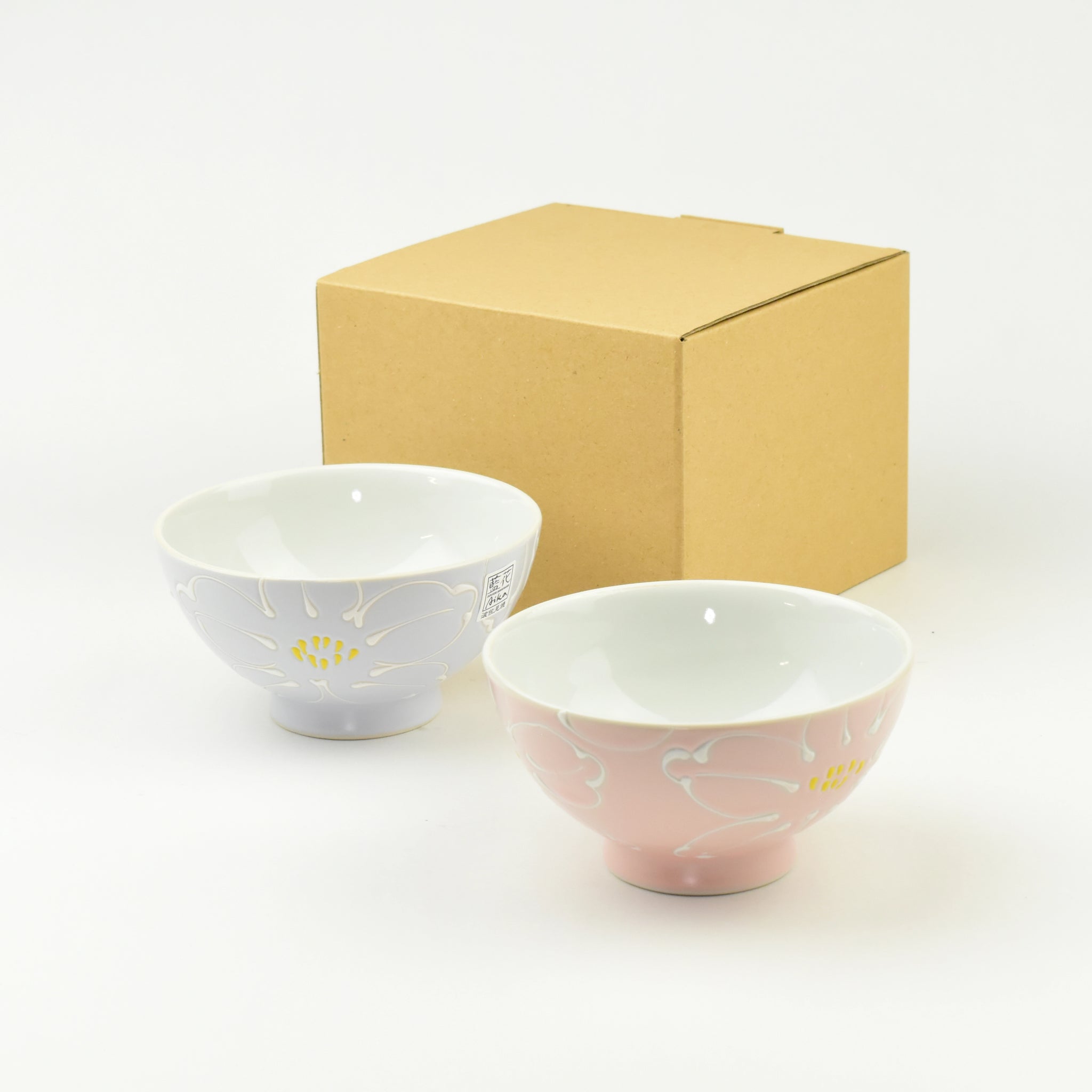 波佐見焼 一珍花霞 夫婦茶碗 ピンク/ライラック