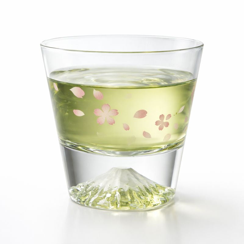 冷感 桜舞富士山 ロックグラス 江戸硝子