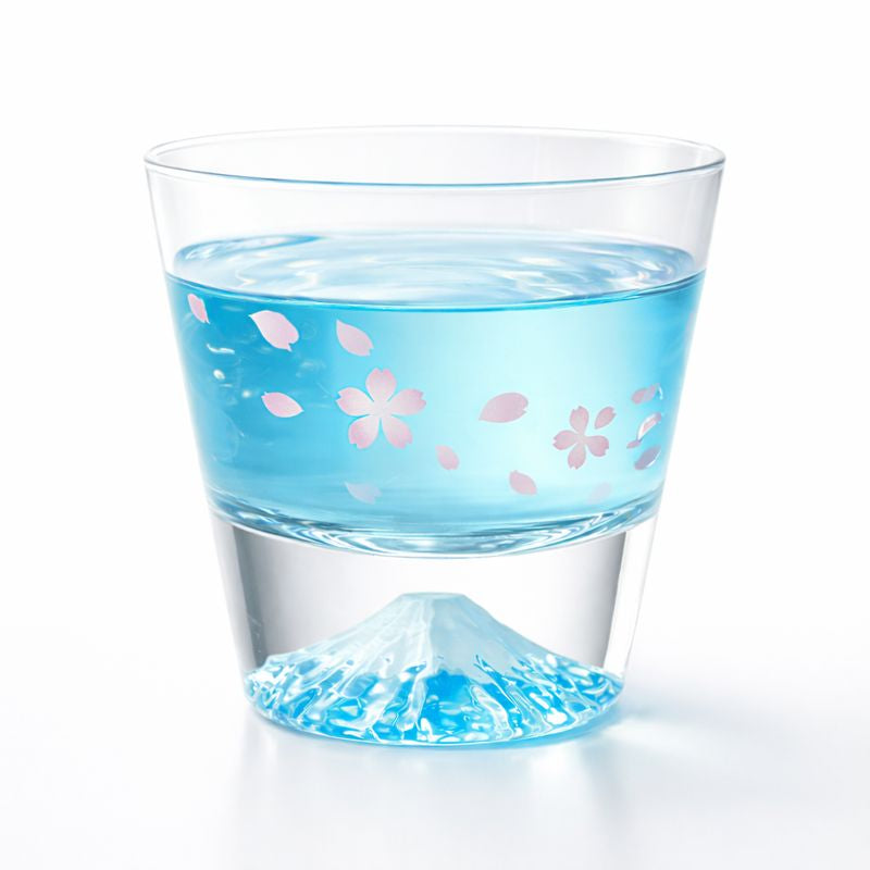 冷感 桜舞富士山 ロックグラス 江戸硝子