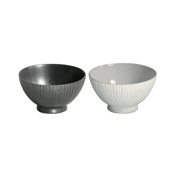 波佐見焼 しのぎ 夫婦茶碗 黒釉/粉引