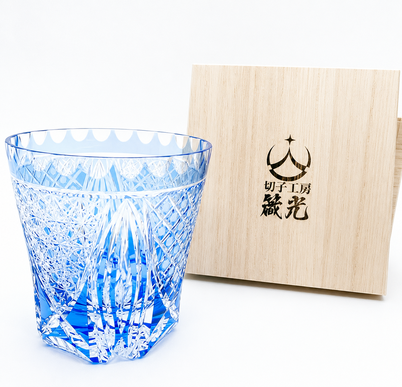 切子グラス 玉矢来と菊籠目天開ロックグラス