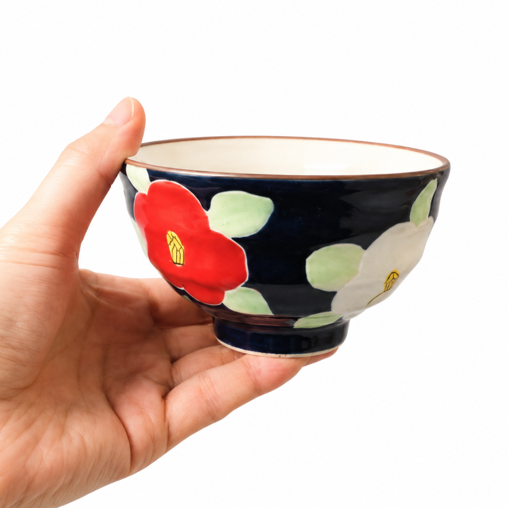 波佐見焼 椿しのぎ夫婦茶碗 瑠璃 / 桃