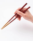 草木染の箸 真鍮箸置付 ペアギフトセット 青x赤