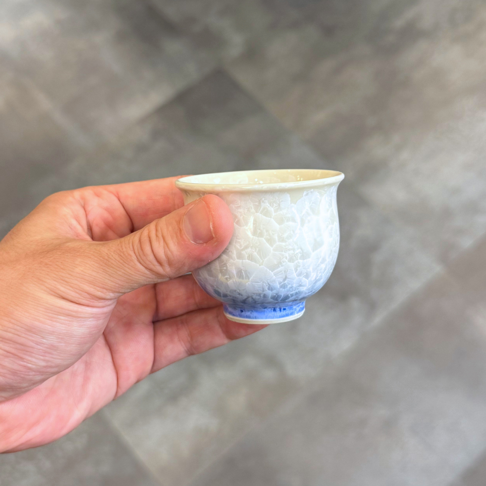 京焼 清水焼 お預け酒器セット 花結晶（白地青）