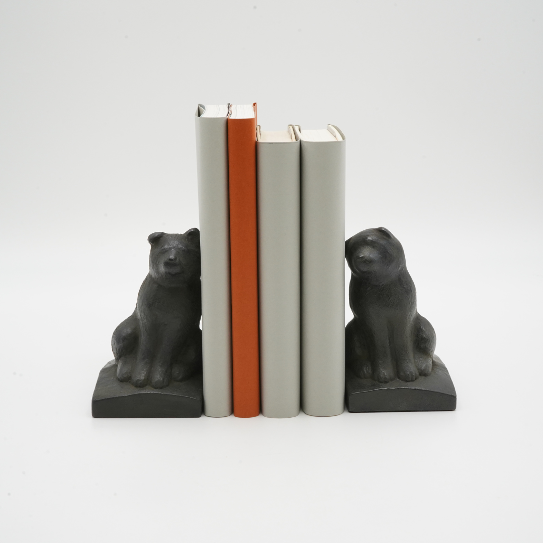 高岡銅器　OMOSHI Bookend Section　「寄り添い犬」