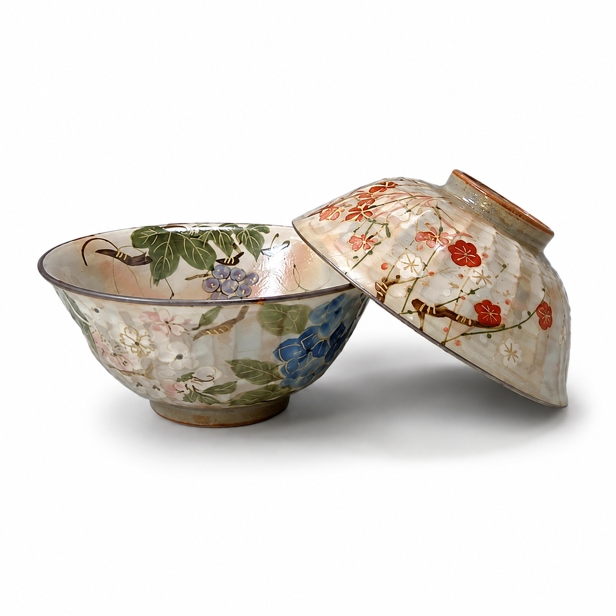 京焼 清水焼 四季草花 夫婦茶碗 セット