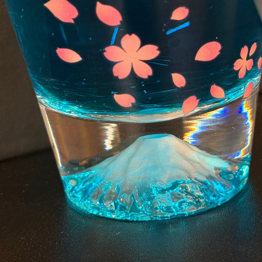 冷感 桜舞富士山 ロックグラス 江戸硝子