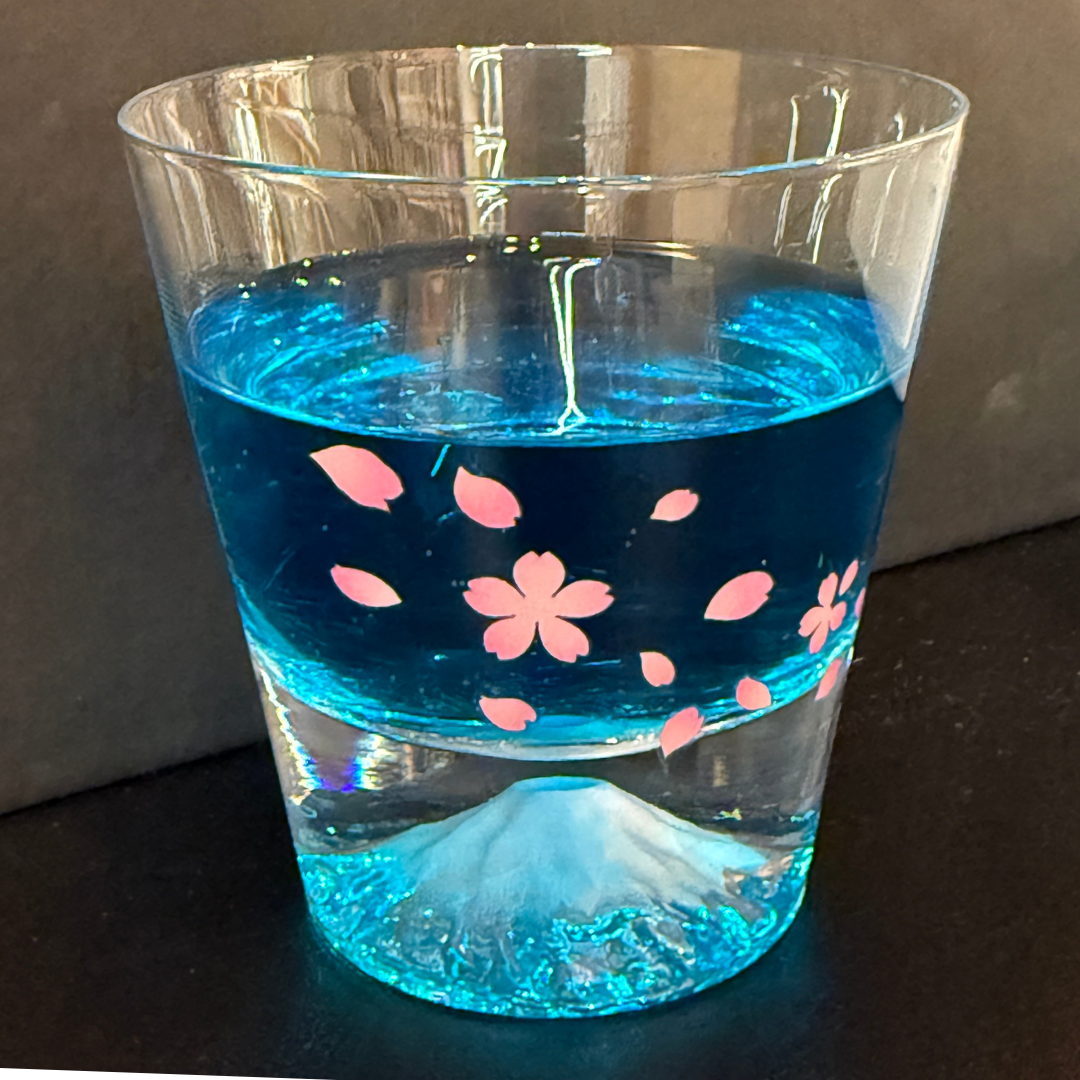 冷感 桜舞富士山 ロックグラス 江戸硝子