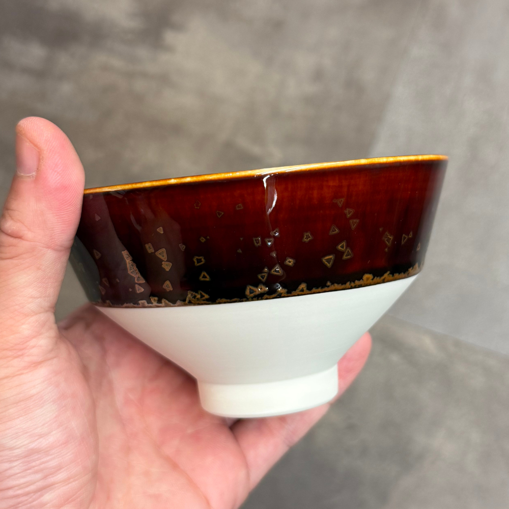 京焼 清水焼 KOROMO 黒耀・赤耀虹彩 夫婦茶碗