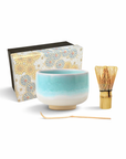 萩焼 抹茶碗3点セット ミント・ピンク