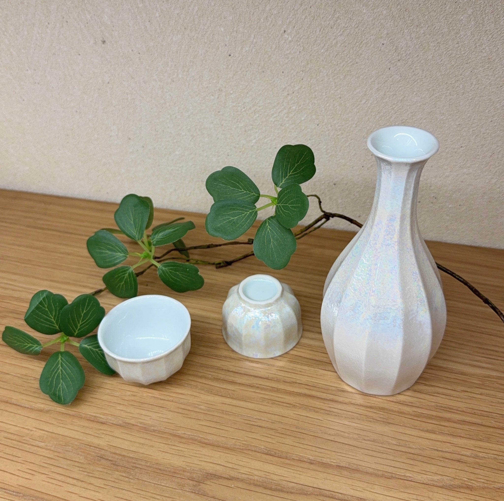 有田焼 酒器 白釉パール面取 酒器セット