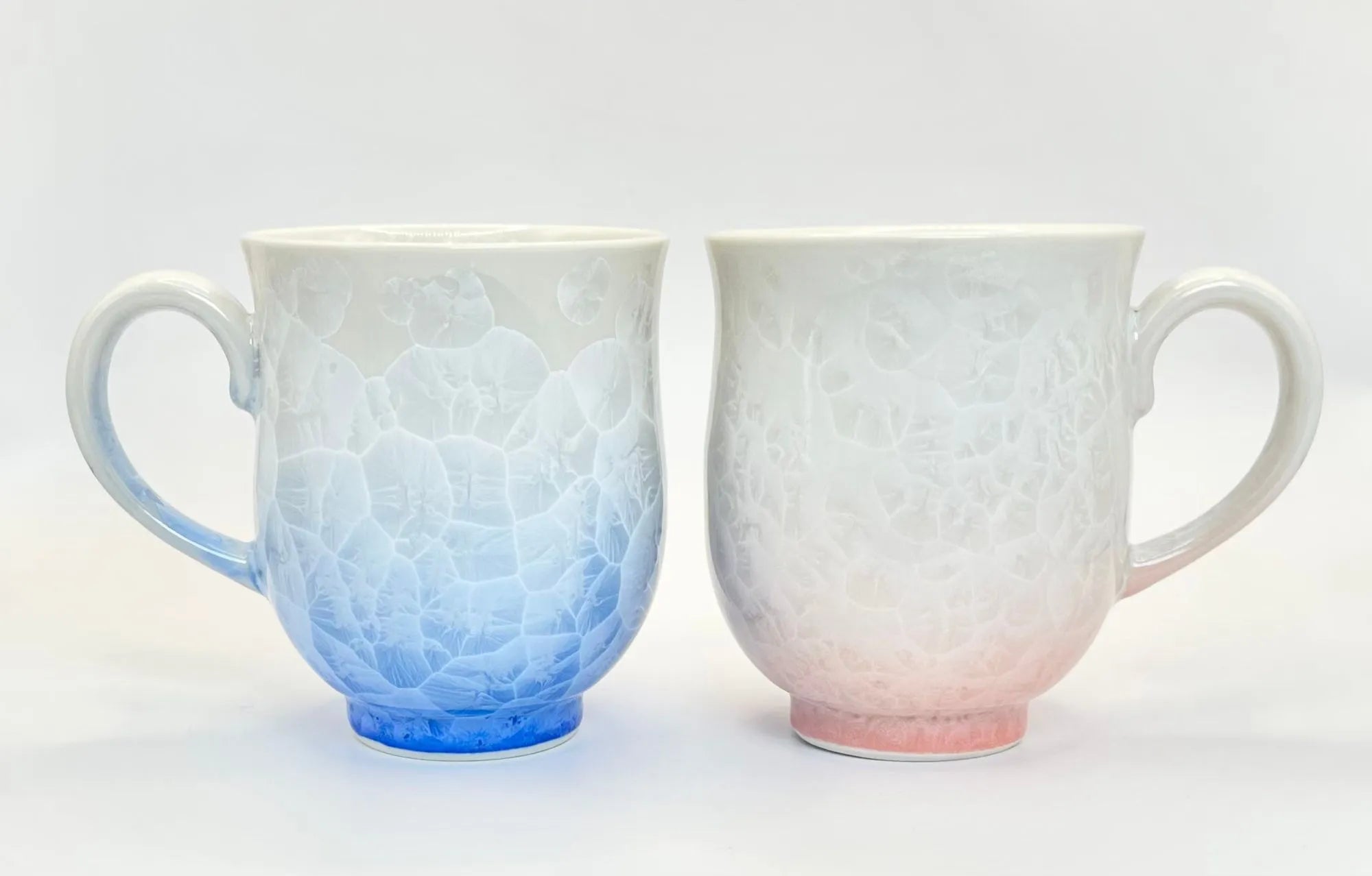 京焼 清水焼 花結晶 ペア マグカップ セット 青/赤
