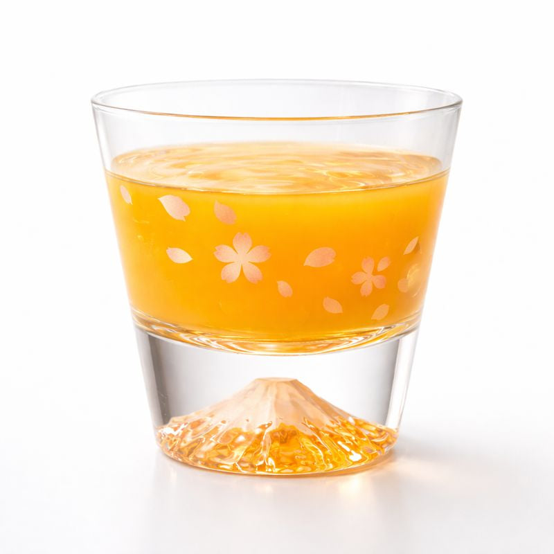 冷感 桜舞富士山 ロックグラス 江戸硝子