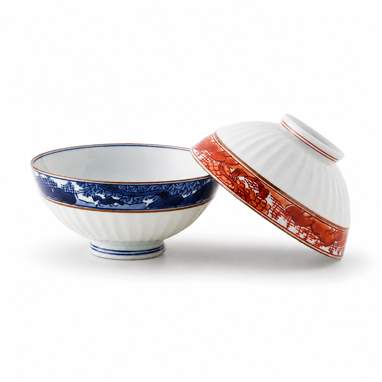 京焼 清水焼  渕染赤山水 夫婦茶碗