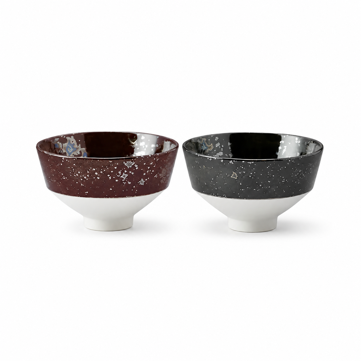 京焼 清水焼 KOROMO 黒耀・赤耀虹彩 夫婦茶碗