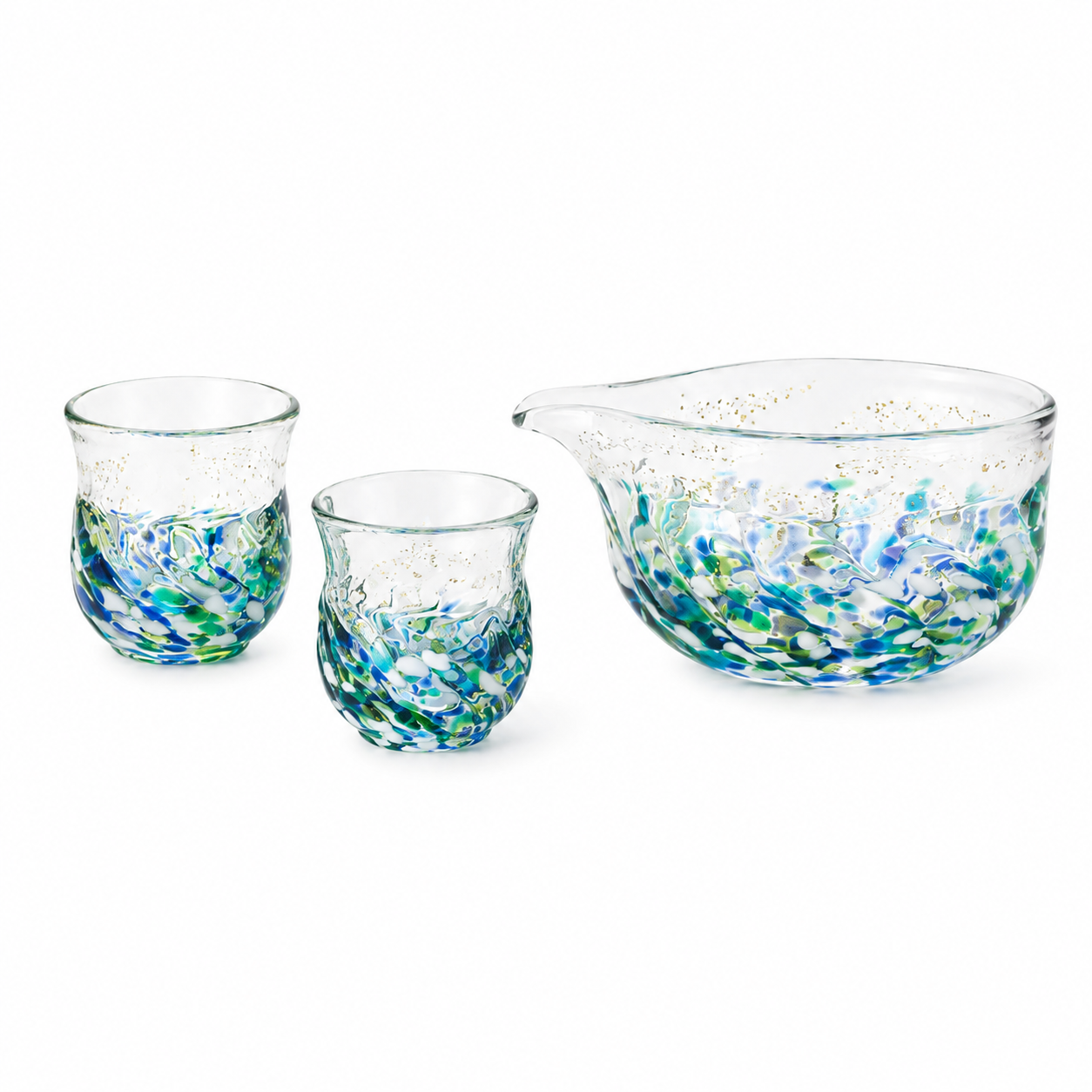 津軽びいどろ 花うつし 酒器セット 紫陽花