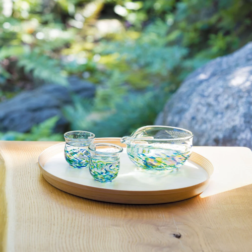 津軽びいどろ 花うつし 酒器セット 紫陽花