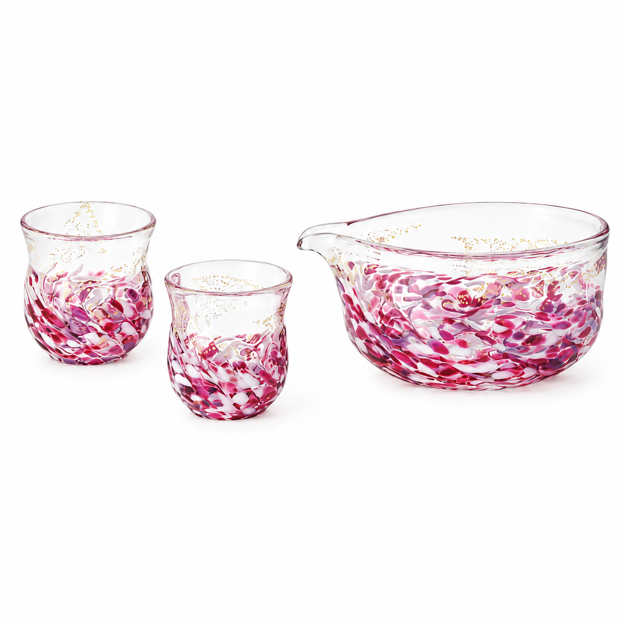 津軽びいどろ 花うつし 酒器セット 花筏