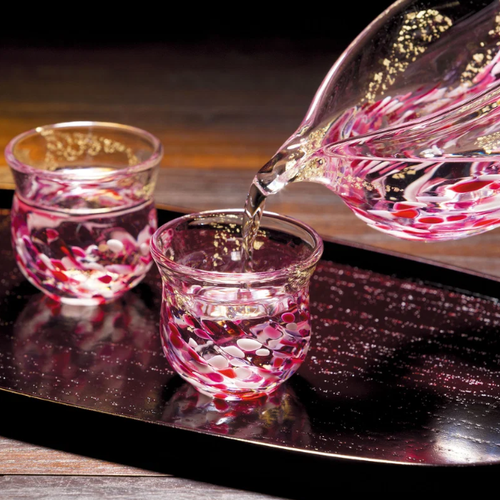 津軽びいどろ 花うつし 酒器セット 花筏