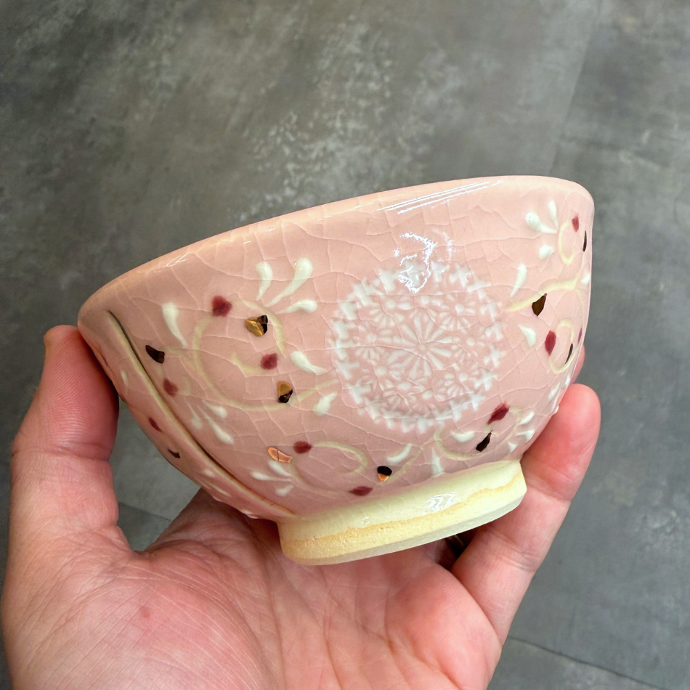 京焼 清水焼 淡彩三島 夫婦茶碗 セット