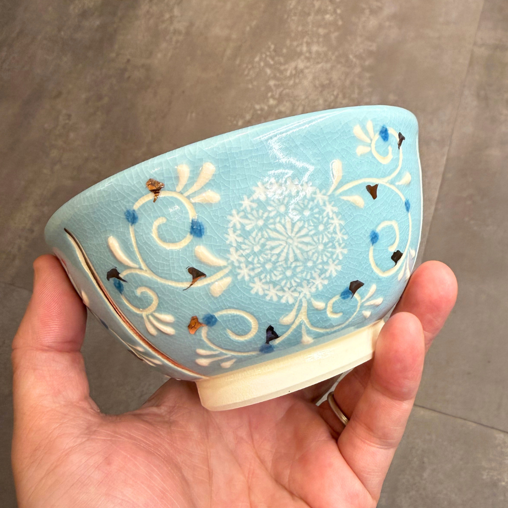 京焼 清水焼 淡彩三島 夫婦茶碗 セット
