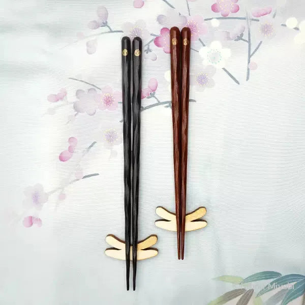 夫婦箸 前途洋々 夫婦セット（けずり箸黒赤）台紙ver. 桐箱入り 兵左衛門