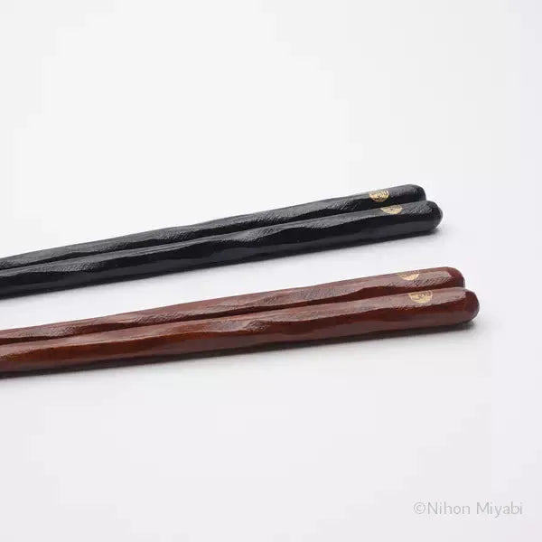 夫婦箸 前途洋々 夫婦セット（けずり箸黒赤）台紙ver. 桐箱入り 兵左衛門