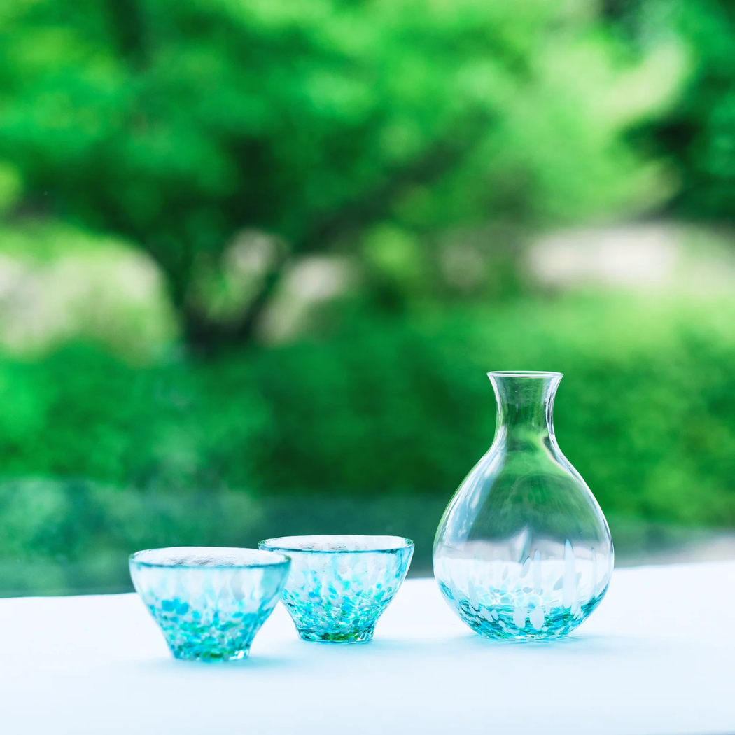 津軽びいどろ 酒器 みずばしょう酒器セット