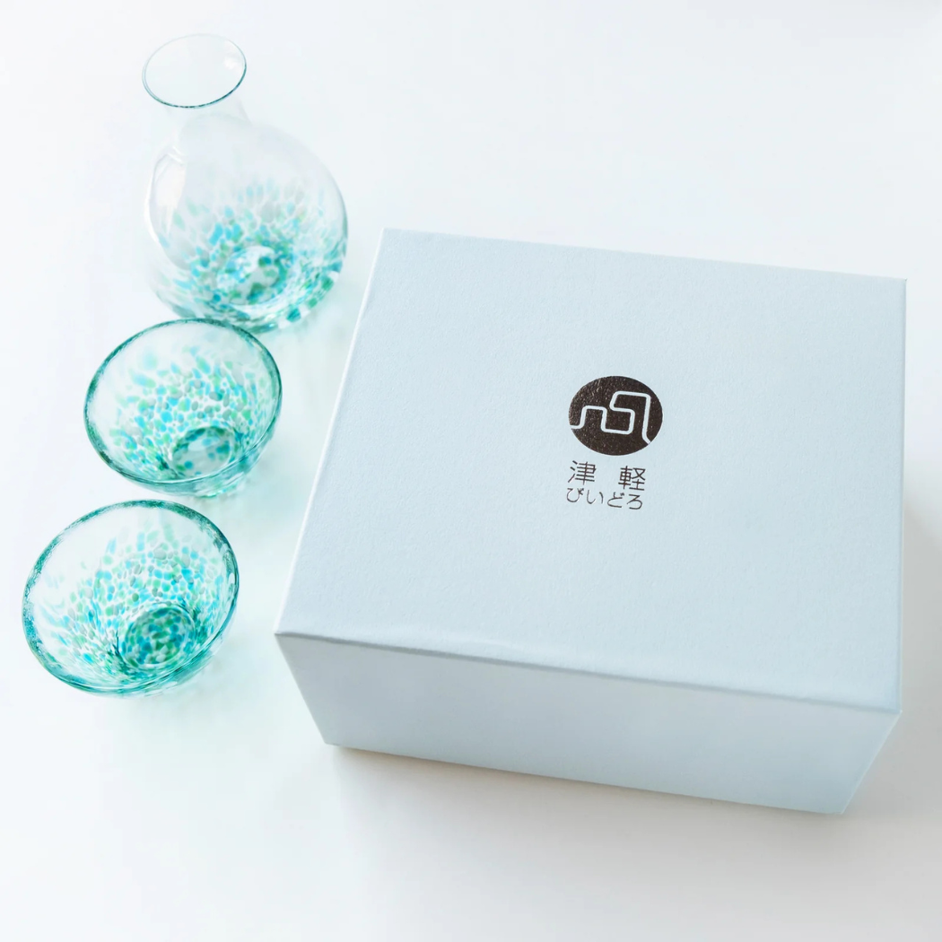 津軽びいどろ 酒器 みずばしょう酒器セット