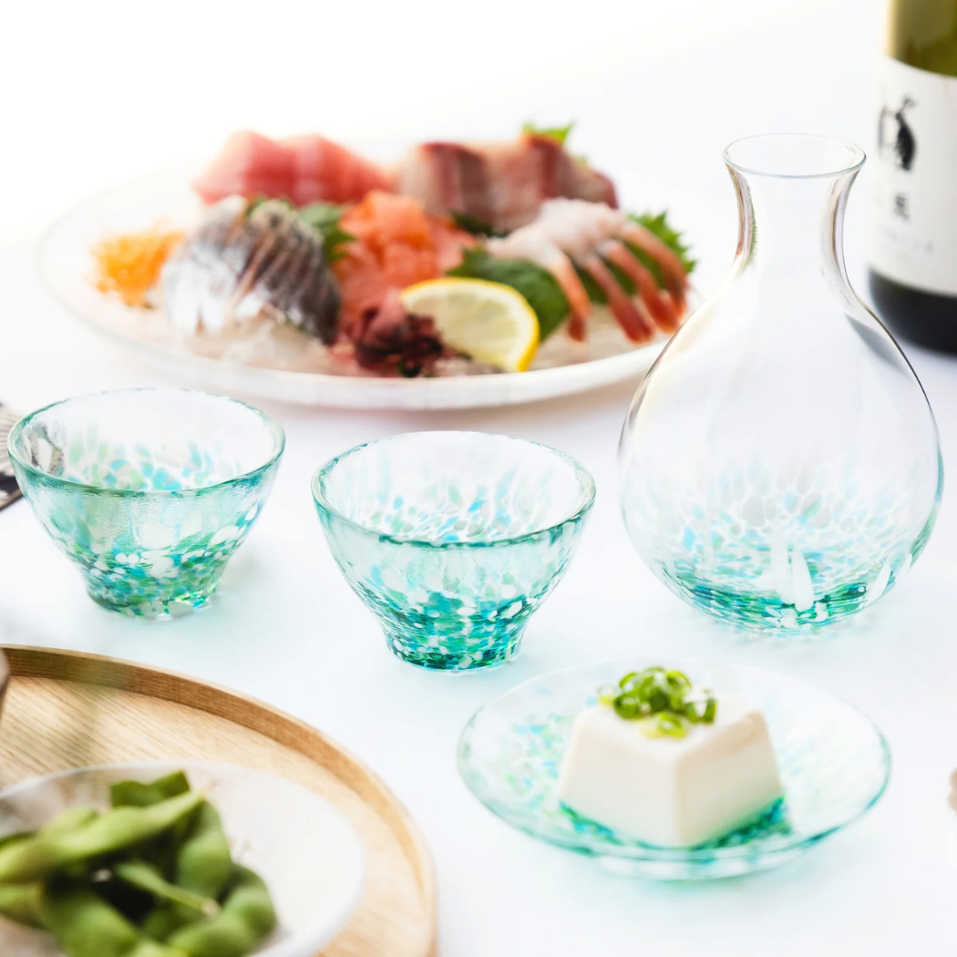 津軽びいどろ 酒器 みずばしょう酒器セット